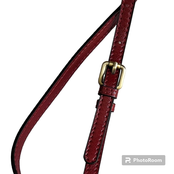 Red Smooth Oil Rich Leather Crossbody Purse Zip Top Multiple Pockets Sunflower - Picture 5 of 16